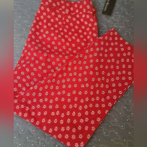Kim Rogers red daisy cropped pants size 16 NWT - Picture 1 of 7